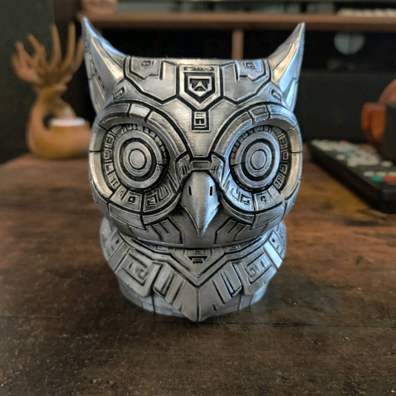 Cyberpunk Baykuş 3D Baskı Sanat Eseri - Yaratıcılık ve Organizasyon