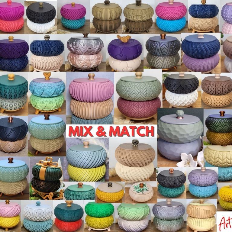 Yaprak Desenli Yığınlanabilir Takı Kutusu - 3D Baskı