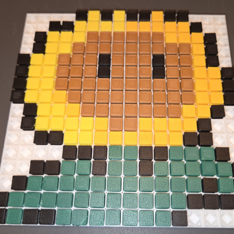 Plants vs Zombies Ayçiçeği 3D Pixel Puzzle Modeli - Renkli Baskı