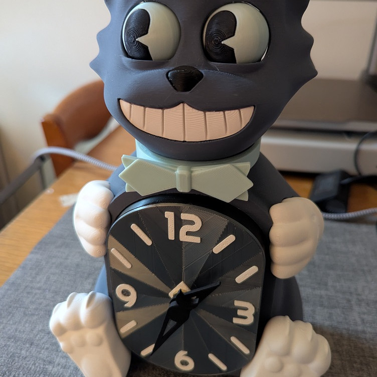 Hareketli Gözlü ve Kuyruklu Kedi Saati - 3D Baskı Dekor