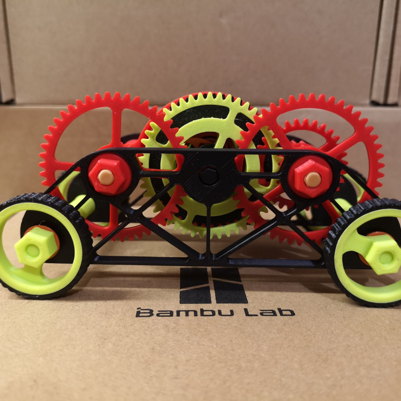 Kurmalı 4x4 Eğitici Araba - 3D Baskı Mekanik Oyuncak