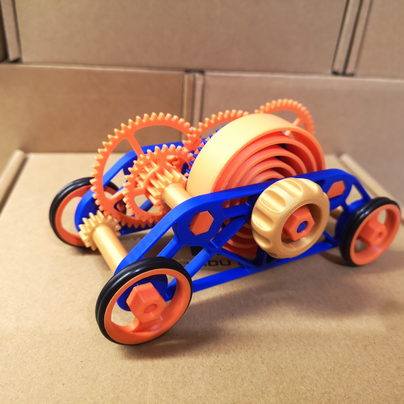 Kurmalı 4x4 Eğitici Araba - 3D Baskı Mekanik Oyuncak