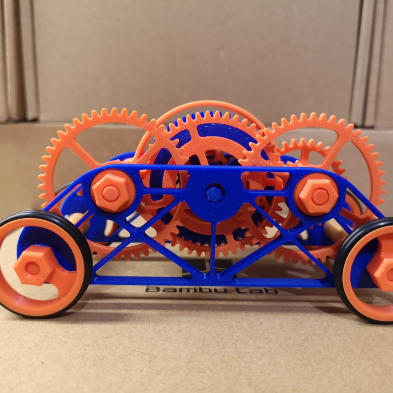 Kurmalı 4x4 Eğitici Araba - 3D Baskı Mekanik Oyuncak