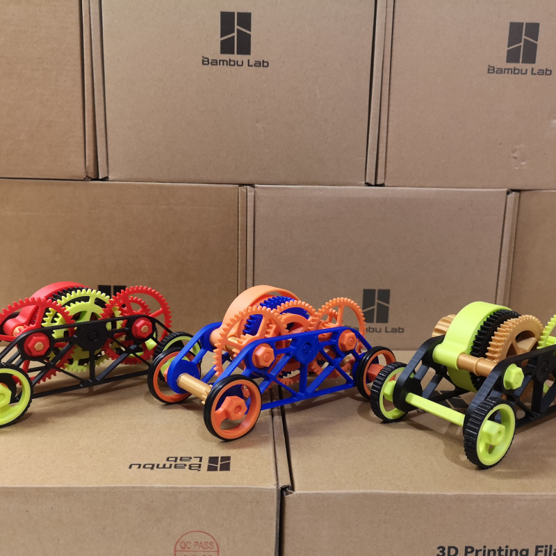 Kurmalı 4x4 Eğitici Araba - 3D Baskı Mekanik Oyuncak