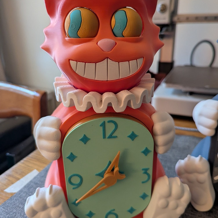 Hareketli Gözlü ve Kuyruklu Kedi Saati - 3D Baskı Dekor