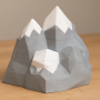 Kar Kaplı Düşük Poligon Dağ Heykeli - 3D Baskılı Dekor