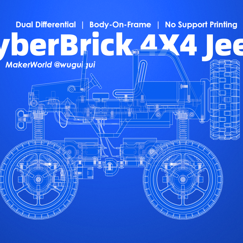 CyberBrick 4X4 Jeep RC Araç - 3D Baskı Off-Road Model