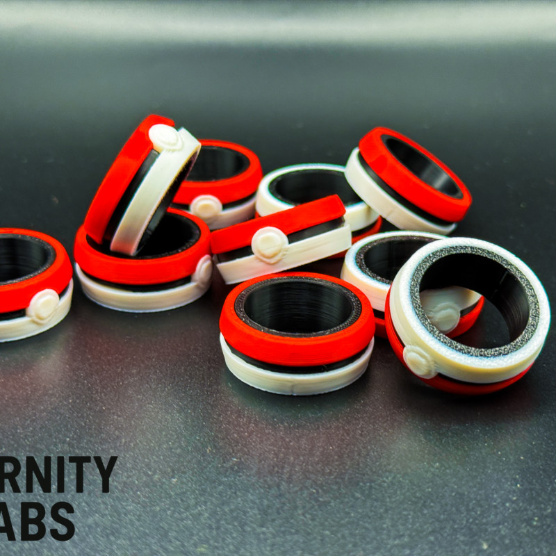 Pokemon Poke Ball Yüzük - 3D Baskılı Özel Tasarım Pokemon Poke Ball Yüzük - 3D Baskılı Özel Tasarım