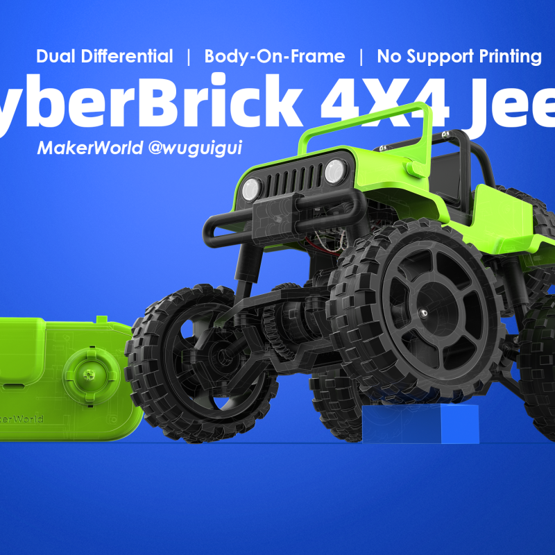 CyberBrick 4X4 Jeep RC Araç - 3D Baskı Off-Road Model