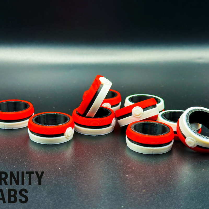 Pokemon Poke Ball Yüzük - 3D Baskılı Özel Tasarım Pokemon Poke Ball Yüzük - 3D Baskılı Özel Tasarım