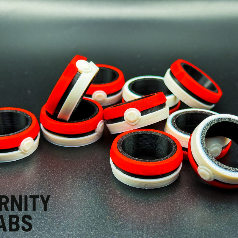 Pokemon Poke Ball Yüzük - 3D Baskılı Özel Tasarım Pokemon Poke Ball Yüzük - 3D Baskılı Özel Tasarım