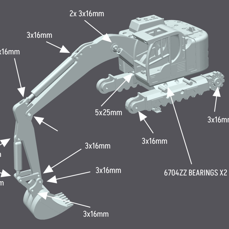 Liebherr Kompakt Paletli Ekskavatör - Hareketli 3D Baskı Modeli