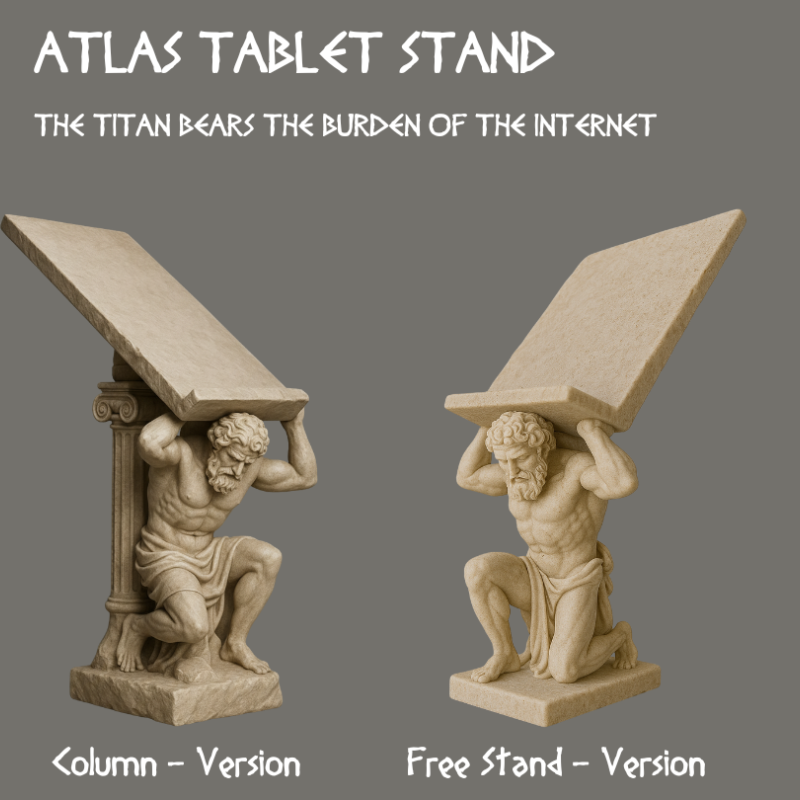 ATLAS Tablet Tutucu - Mitolojik Tasarım 3D Baskı Masa Aksesuarı ATLAS Tablet Tutucu - Mitolojik Tasarım 3D Baskı Masa Aksesuarı