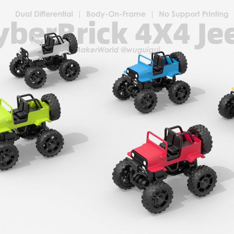CyberBrick 4X4 Jeep RC Araç - 3D Baskı Off-Road Model