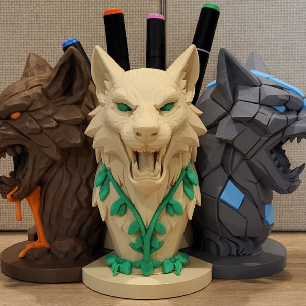 Cerberus 3 Başlı Kalemlik - 3D Baskı Ofis Dekorasyonu