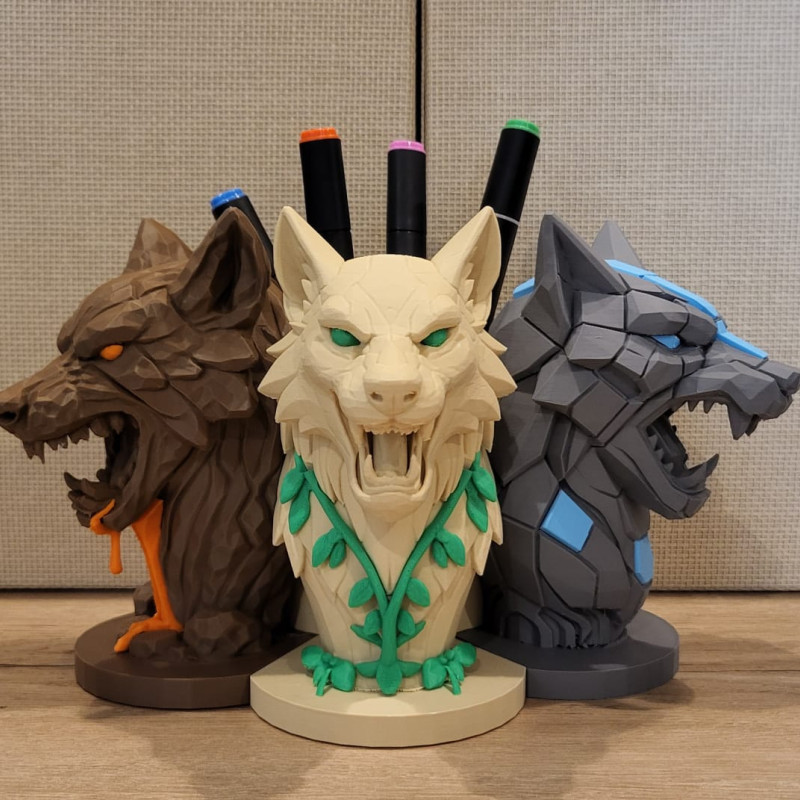 Cerberus 3 Başlı Kalemlik - 3D Baskı Ofis Dekorasyonu