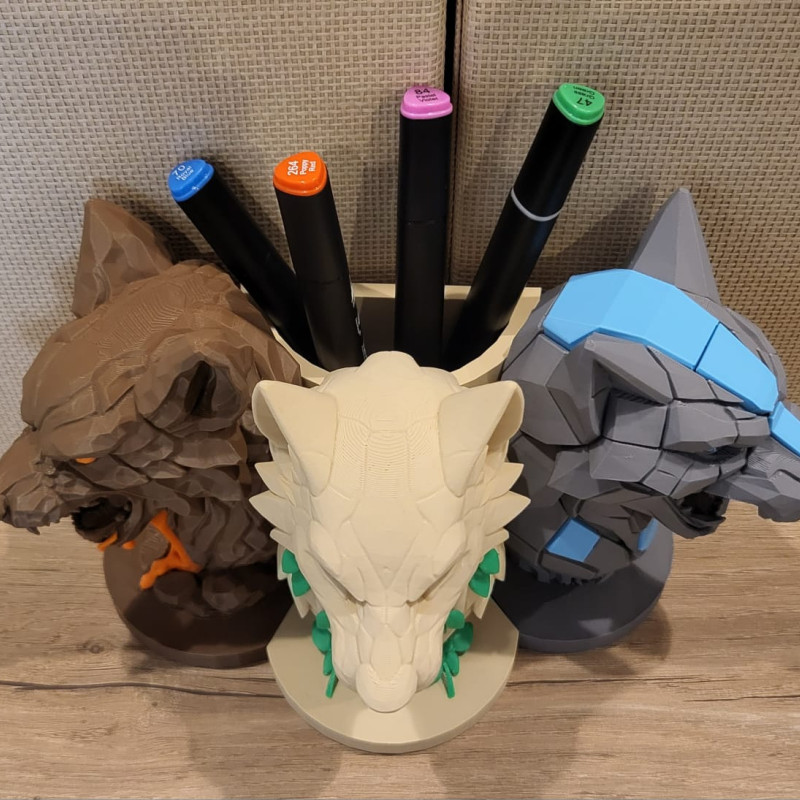 Cerberus 3 Başlı Kalemlik - 3D Baskı Ofis Dekorasyonu