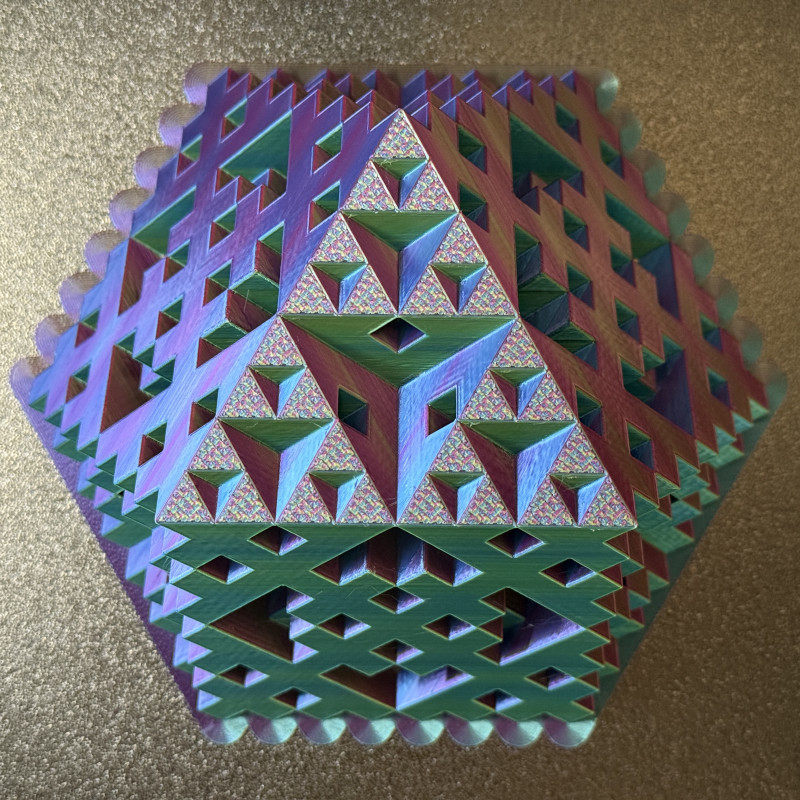 Fraktal Küp Çapraz 3D Baskı Matematik Dekor - Seviye 3