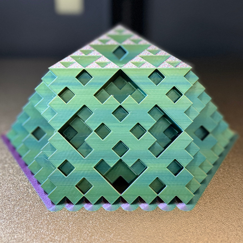 Fraktal Küp Çapraz 3D Baskı Matematik Dekor - Seviye 3