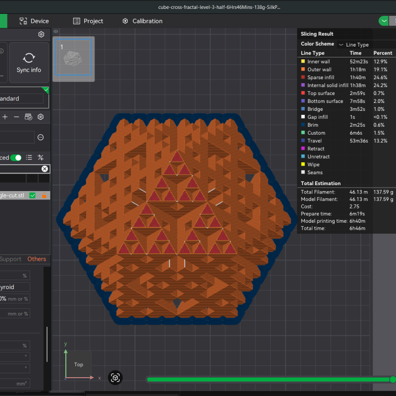 Fraktal Küp Çapraz 3D Baskı Matematik Dekor - Seviye 3