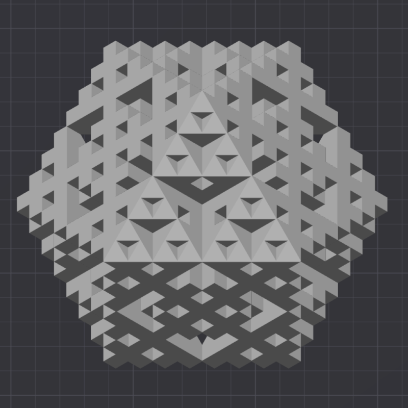 Fraktal Küp Çapraz 3D Baskı Matematik Dekor - Seviye 3