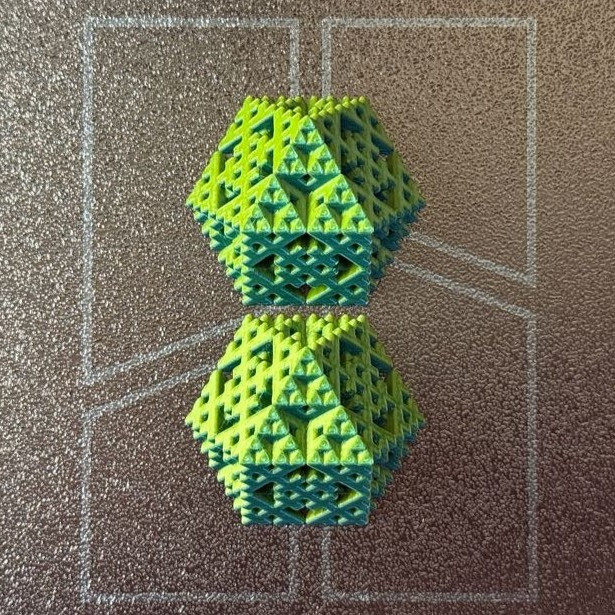 Fraktal Küp Çapraz 3D Baskı Matematik Dekor - Seviye 3