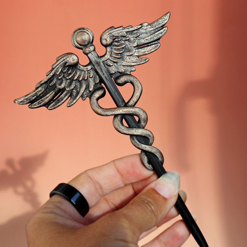 Caduceus Saç Tokası - Yunan Mitolojisi Tasarımı 3D Baskı Saç Aksesuarı