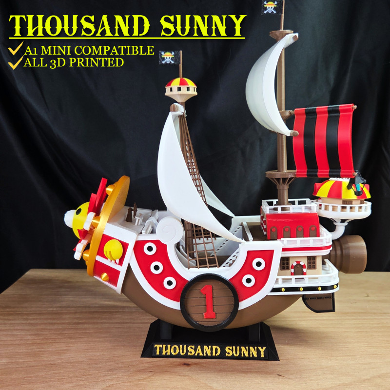 One Piece Thousand Sunny 3D Baskı Gemi Modeli - Bambu Lab Uyumlu