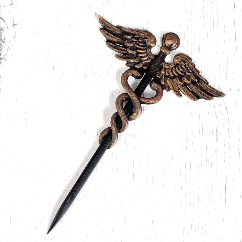 Caduceus Saç Tokası - Yunan Mitolojisi Tasarımı 3D Baskı Saç Aksesuarı