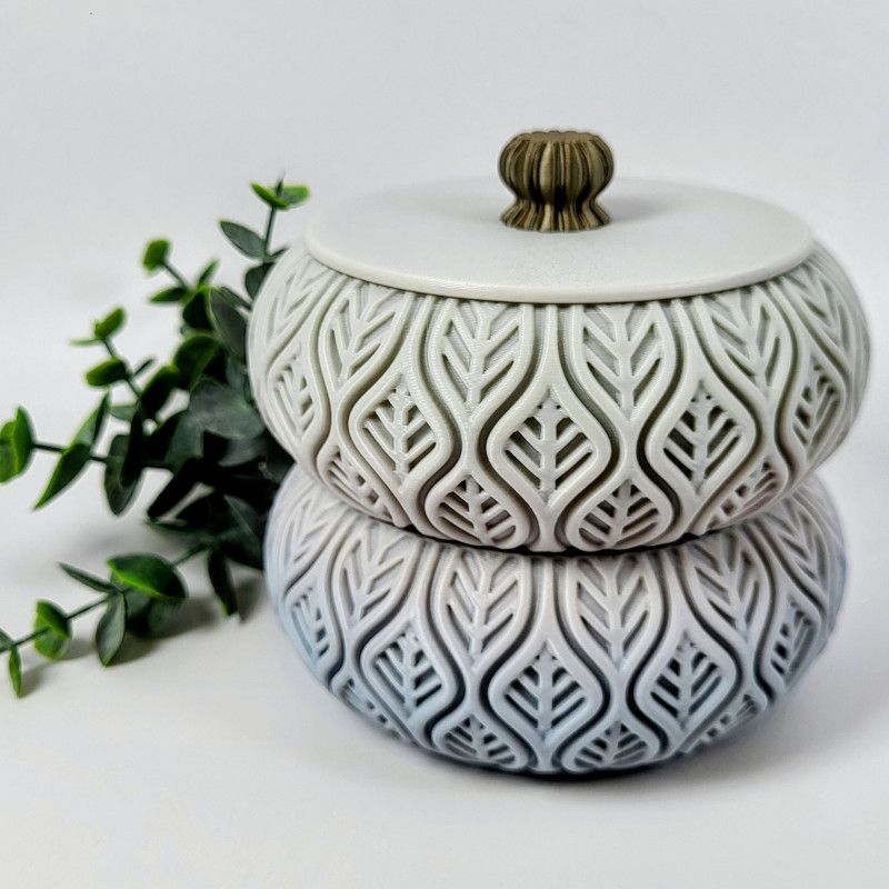 Yaprak Desenli Yığınlanabilir Takı Kutusu - 3D Baskı