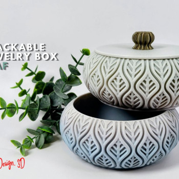 Yaprak Desenli Yığınlanabilir Takı Kutusu - 3D Baskı