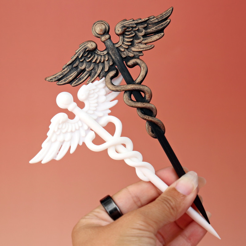 Caduceus Saç Tokası - Yunan Mitolojisi Tasarımı 3D Baskı Saç Aksesuarı