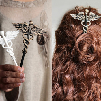 Caduceus Saç Tokası - Yunan Mitolojisi Tasarımı 3D Baskı Saç Aksesuarı