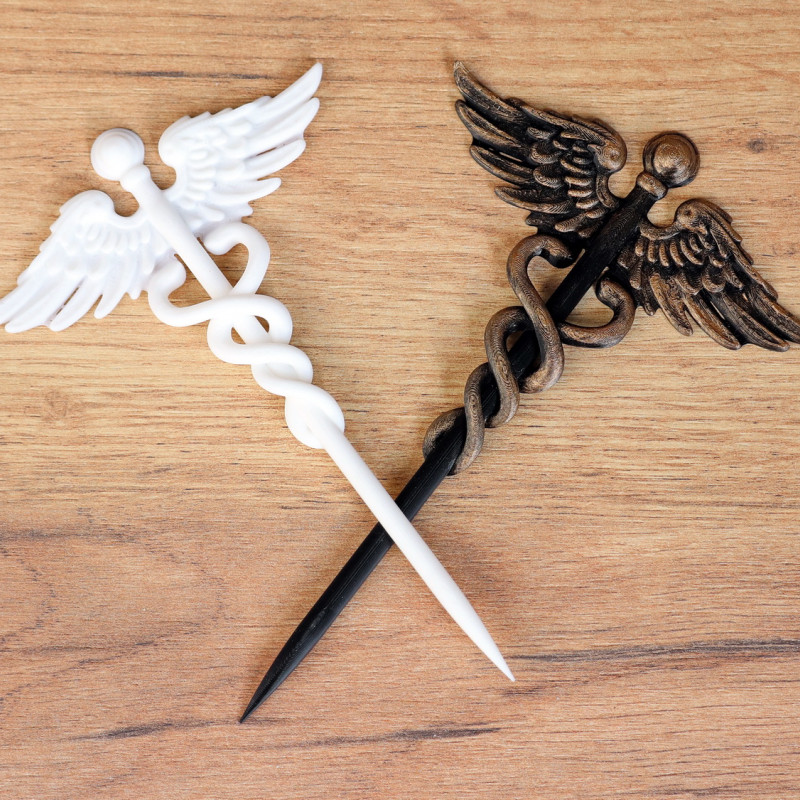 Caduceus Saç Tokası - Yunan Mitolojisi Tasarımı 3D Baskı Saç Aksesuarı