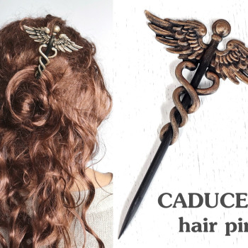Caduceus Saç Tokası - Yunan Mitolojisi Tasarımı 3D Baskı Saç Aksesuarı