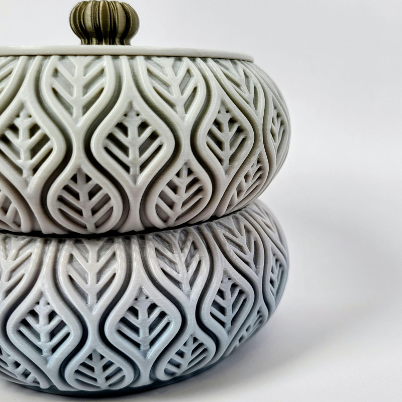 Yaprak Desenli Yığınlanabilir Takı Kutusu - 3D Baskı