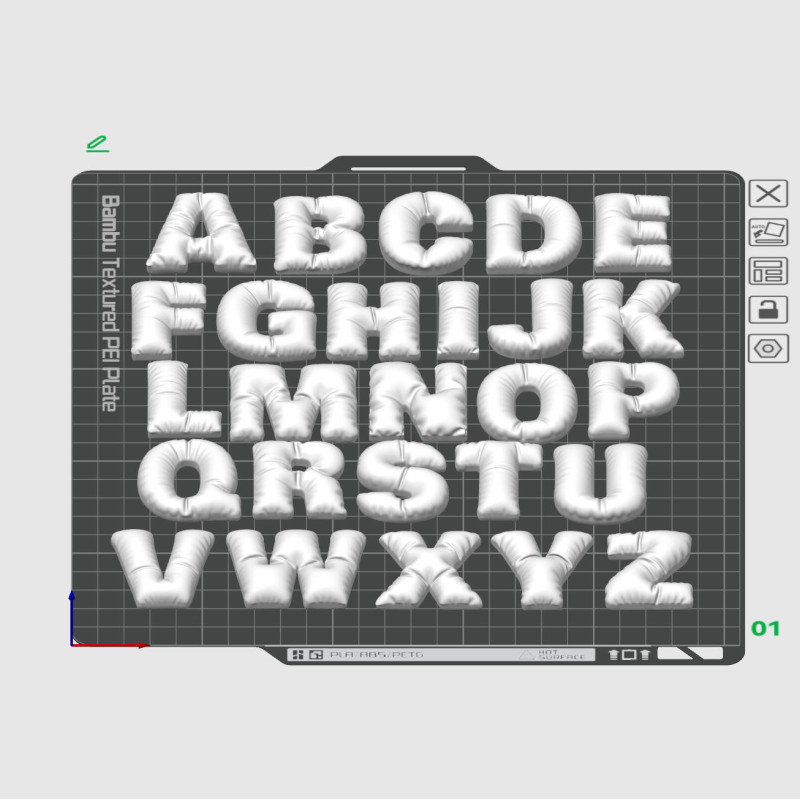 Kumaş Dokulu Alfabe Anahtarlık Seti - 26 Harf 3D Baskı