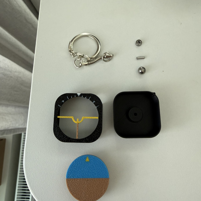 2D Yapay Ufuk Anahtarlık - Pilot Fidget Oyuncak - 3D Baskı Havacılık Aksesuarı