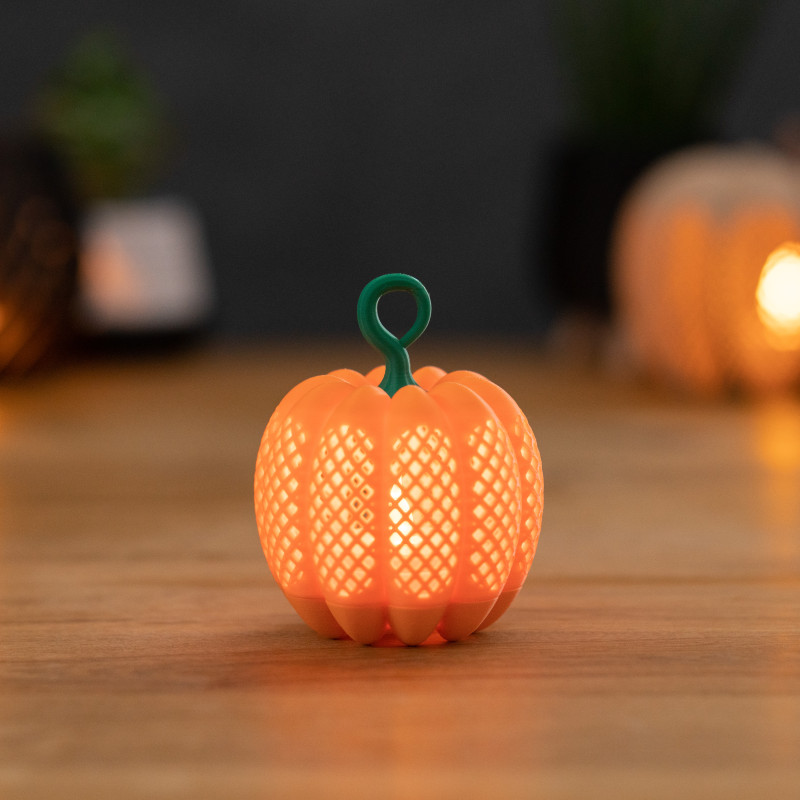 Mini Balkabağı Çay Mumlu Fener - 3D Baskı Dekorasyon