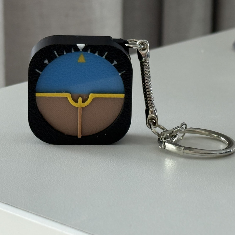 2D Yapay Ufuk Anahtarlık - Pilot Fidget Oyuncak - 3D Baskı Havacılık Aksesuarı