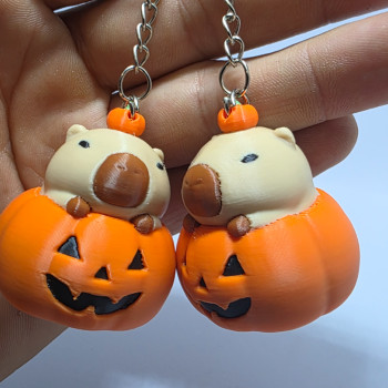 Balkabağı Kapibara Anti-Stress Anahtarlık - Halloween Dekor