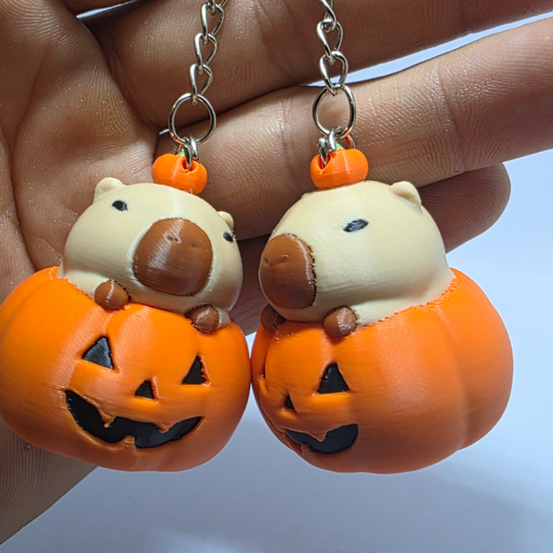 Balkabağı Kapibara Anti-Stress Anahtarlık - Halloween Dekor