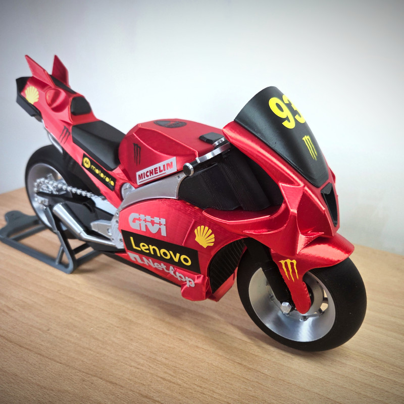 MotoGP Ducati 3D Baskılı Yarış Motoru Modeli - PLA Koleksiyon