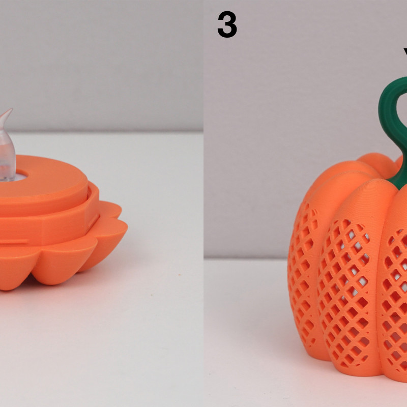 Mini Balkabağı Çay Mumlu Fener - 3D Baskı Dekorasyon