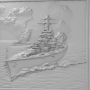 3D Baskı Savaş Gemisi Rölyef Heykel - Dekoratif Duvar Sanatı