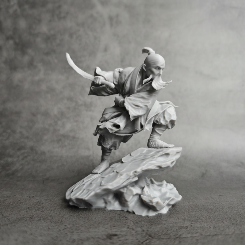 Antik Çin Wuxia Süpürge Keşişi Heykel Sanat Dekoru - 3D Baskı
