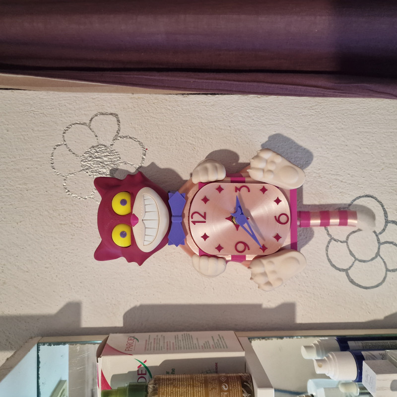 Hareketli Gözlü ve Kuyruklu Kedi Saati - 3D Baskı Dekor