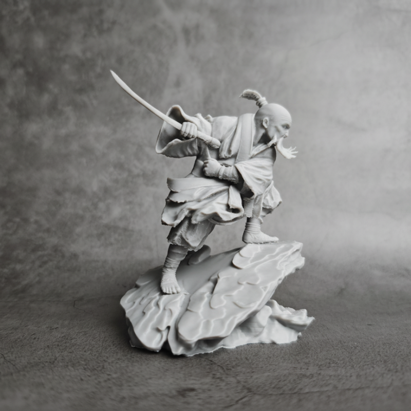 Antik Çin Wuxia Süpürge Keşişi Heykel Sanat Dekoru - 3D Baskı