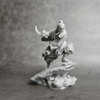 Antik Çin Wuxia Süpürge Keşişi Heykel Sanat Dekoru - 3D Baskı
