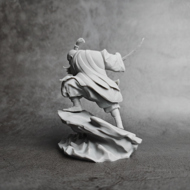 Antik Çin Wuxia Süpürge Keşişi Heykel Sanat Dekoru - 3D Baskı